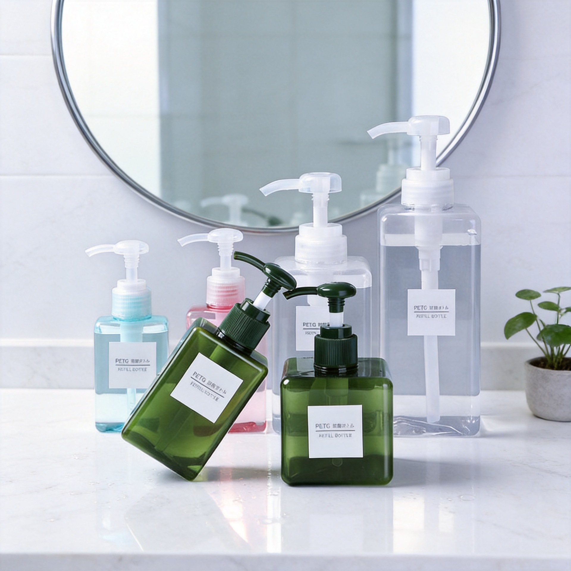Hand sanitizer, shampoo dispensing bottle, flat square bottle, washbasin, bathroom shower gel, lotion pump bottle, plastic bottle