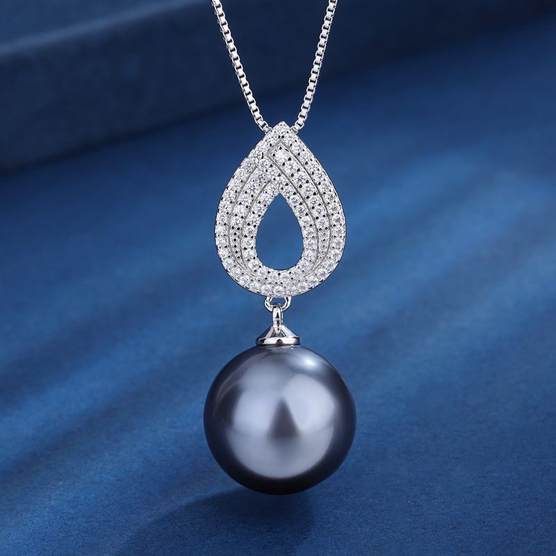 Zhuang Sheng joyería de cobre inferior chapado en oro con incrustaciones de perlas de moda coreana gris perla traje 14mm al por mayor