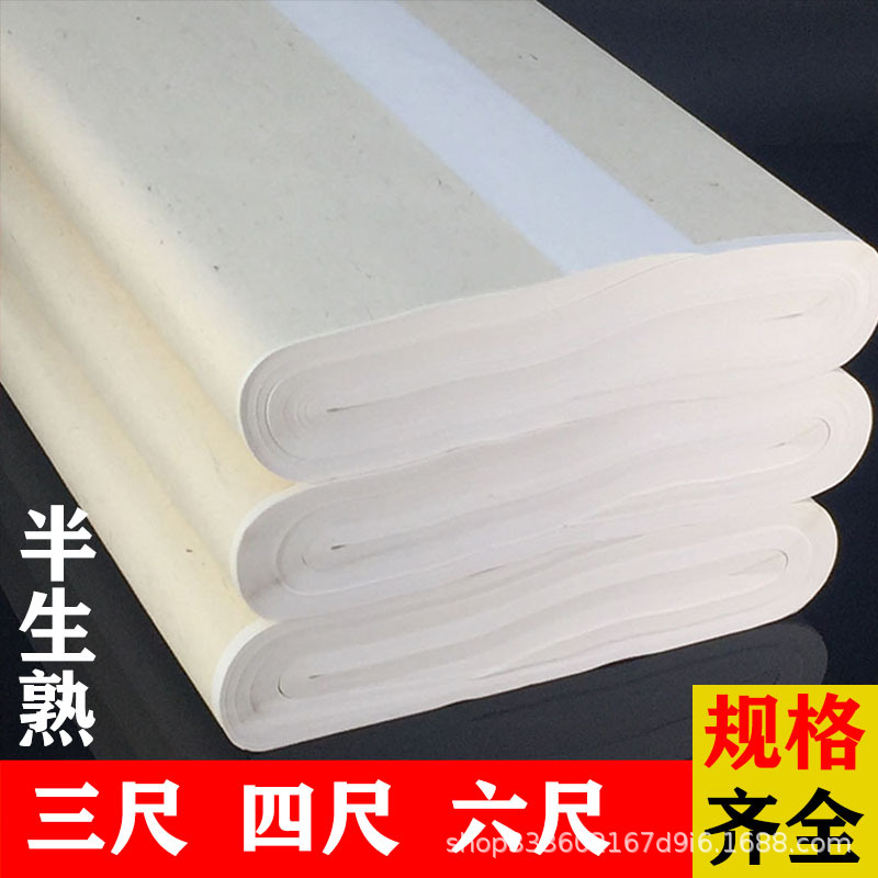 加厚宣纸半生半熟书法专用纸初学者毛笔字练习纸工笔画国画4尺100