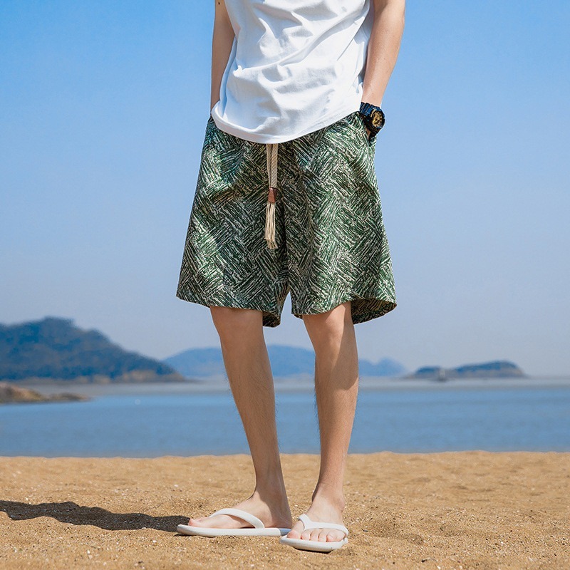 Unisex Summer Beach Shorts Textured Straight Leg Quick Drying Casual Mid Length Loose Fit For Home Or Sports_viptrois.com