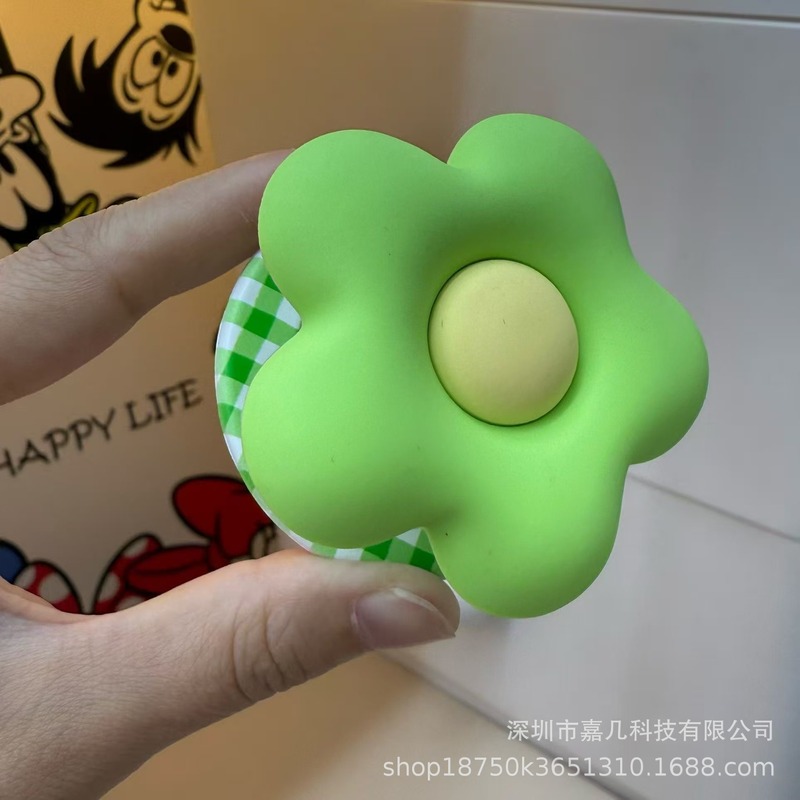 泡泡PPS蜜萝紫粉色绿色立体花朵硅胶磁吸啪嗒气囊手机伸缩折叠支|undefined