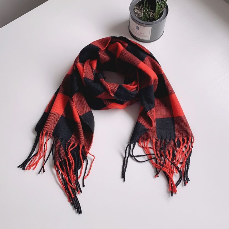 Baby autumn children's classic plaid scarf for boys and girls, tassel extended scarf, winter_voghion.com