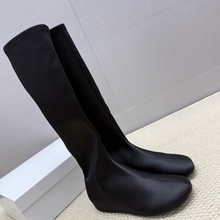 2025外贸尾货女鞋弹力高筒靴透气女靴小个子增高鞋欧美小众风单靴