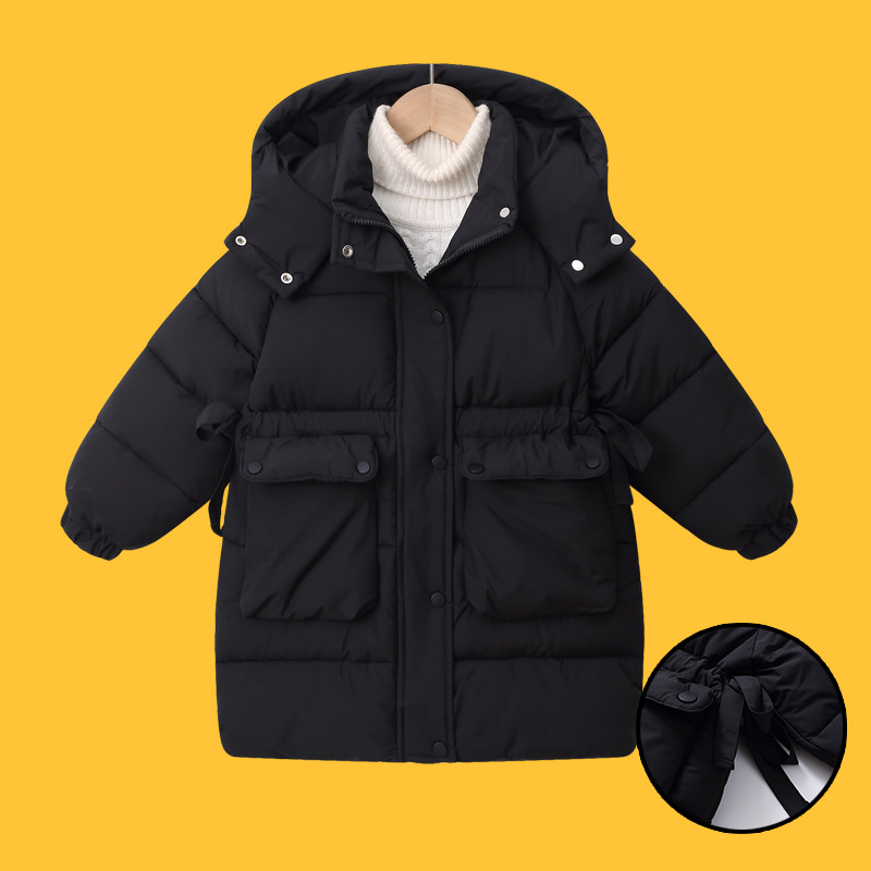 Chaqueta de algodón de longitud media para niños y niñas, modelo 877 para comercio exterior transfronterizo, nueva chaqueta de algodón gruesa y cálida para invierno.