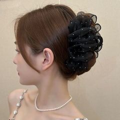 春と秋の新スタイルメッシュプリーツヘアクリップ、大きなサイズ、ハイエンド、エレガント、ファッショナブル、優しく甘い女性用ヘアクリップ