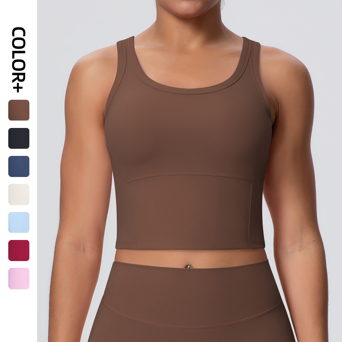 New Cross-Border Brushed Yoga Top with Chest Pad Fitness Bra Women's Beauty Back Sports Bra Shockproof Vest Outer Wear