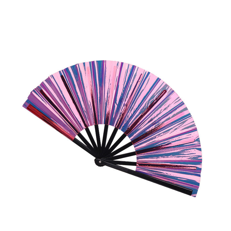 Ventilador de kung fu transfronterizo, pintura en aerosol, abanico de Tai Chi, abanico de baile láser de color mágico, abanico especial de comercio exterior