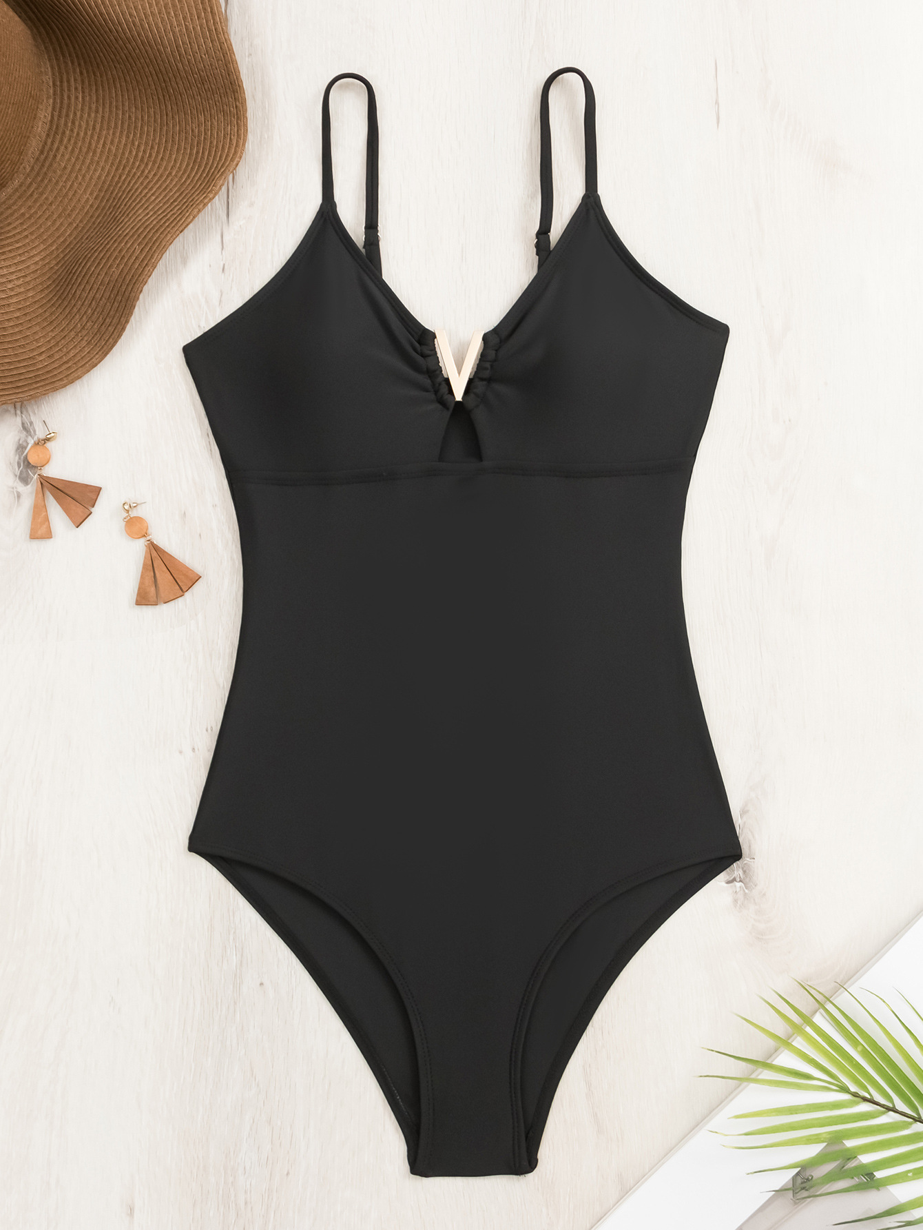 252g Weight Sleeveless Sleeve Length Spandex, Polyester Fabric Type Short Top Length One-pieces Tops Type 1 Piece Quantity Swimming Occasion V Neck Neckline Slim Fit Type Solid Color Pattern Women's Gender Sexy Style Women's Sexy Solid Color 1 Piece One Piece Swimwear 9