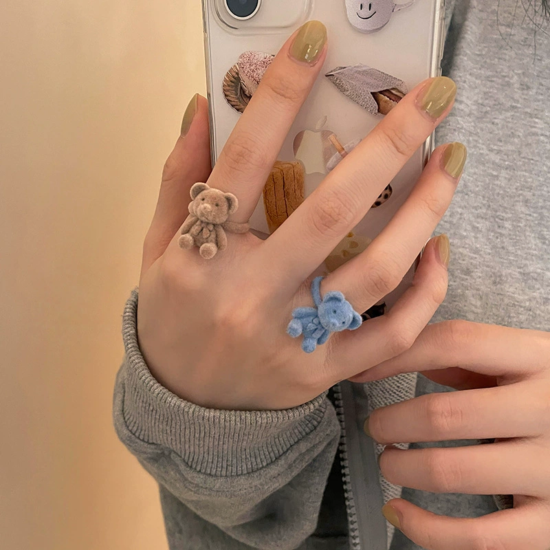 Adjustable Multicolour Cute Ring, Universal Open Size, Little Bear Charm