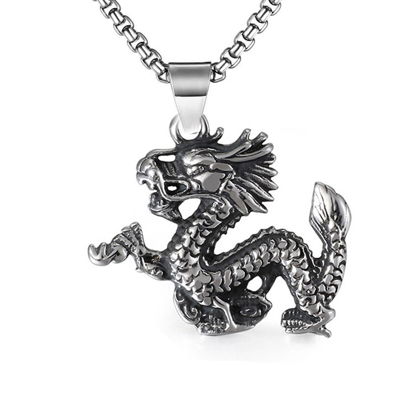 Joyería de estilo chino Zodiaco dragón colgante de acero inoxidable de los hombres grifo colgante punk moda dragón collar
