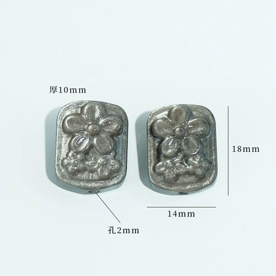 Zərgərlik ara hissələri, Natural silver obsidian small - 22-square-double-sided-flower-card