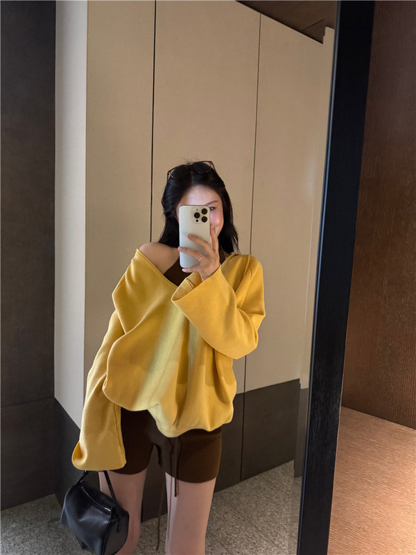 女装搭配一整套连帽毛衣外套宽松V领针织衫上衣针织背心短裤套装|undefined