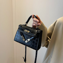 2024新款凱莉包時尚女士百搭斜挎包小方包高級感單肩包洋氣手提包