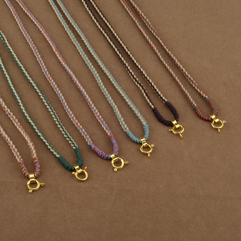 藏式挂绳手搓四股绳项链中式风万能扣佛牌 玉石吊坠 唐卡挂绳百搭