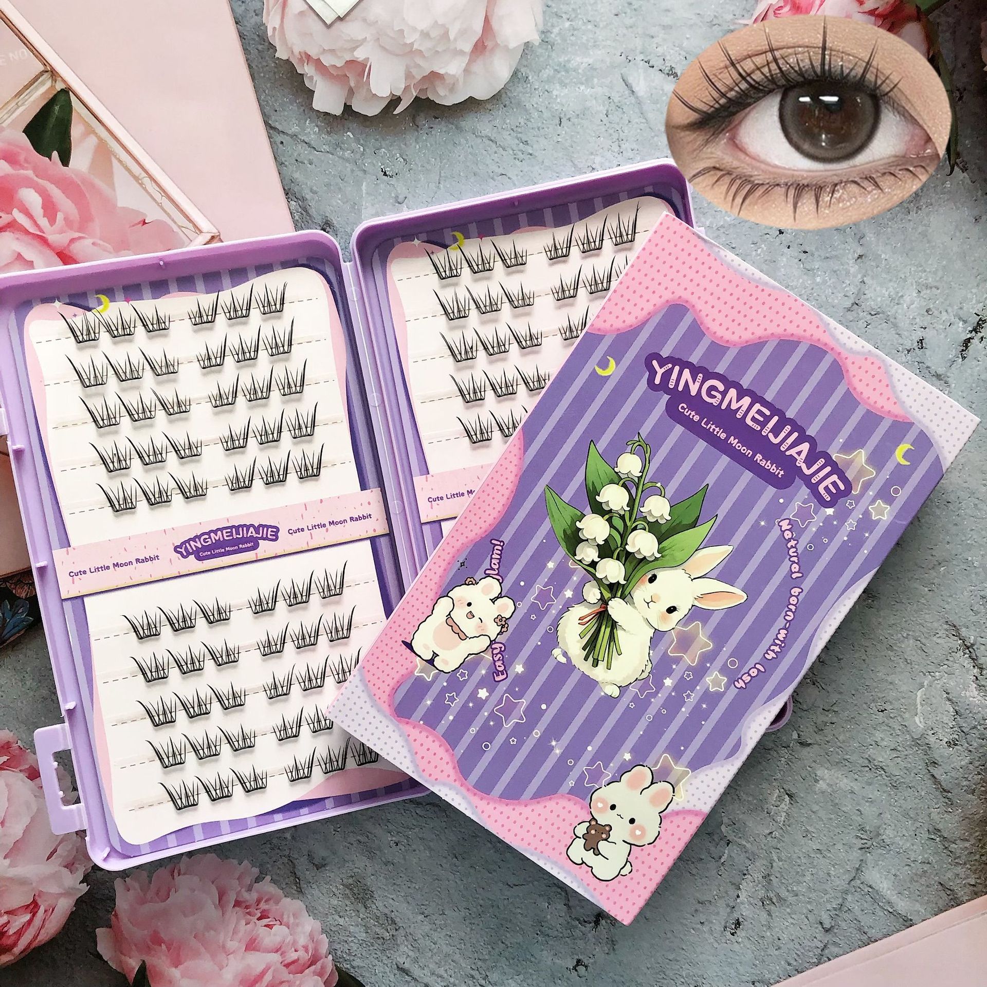 20 filas de paquete de caja de regalo de pestañas falsas transfronterizas, pestañas falsas densas, pestañas falsas sin pegamento.