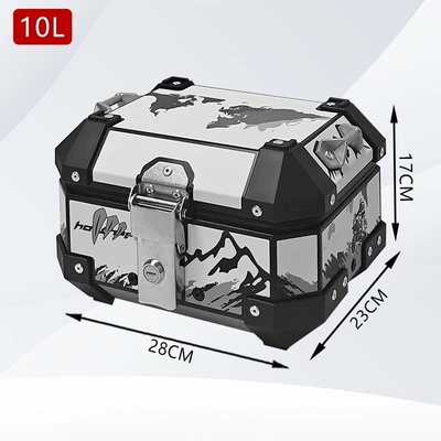 tail box for motorcycle, Motorcycle trunk - 10l-white-mountain-and-river-sticker-luxury-lining