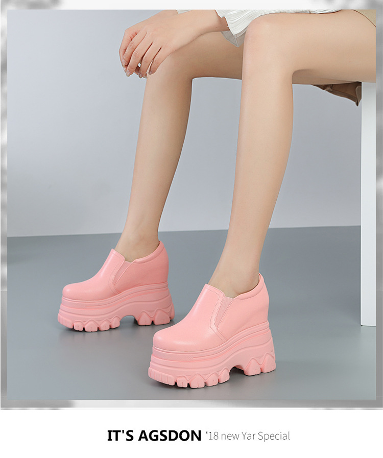 Giày cao gót nữ đế xuồng platform mũi tròn phong cách Anh quốc, gót 12 cm — màu đen chi tiết 5