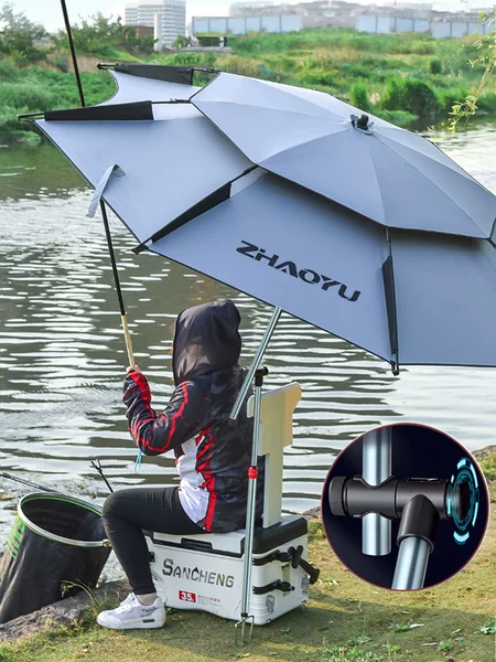 Outdoor Fishing Umbrella Big Fishing Umbrella Cane Umbrella Thickened Universal Fish Umbrella Double-Layer Anti-Rainstorm Sun Protection Sunshade Folding Umbrella
