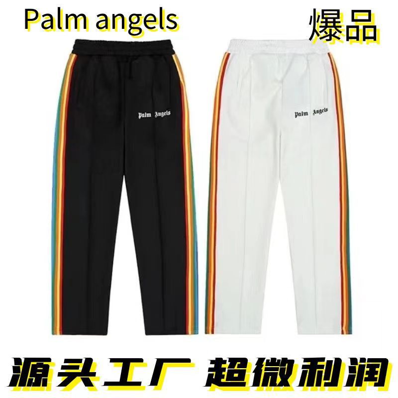 Palm Palm Angel Angels Side Rainbow Striped Pants Zipper Campus Casual Sports Trousers for Men and Women Palm Palm Angel Angels Side Rainbow Striped Pants Zipper Campus Casual Sports Trousers for Men and Women