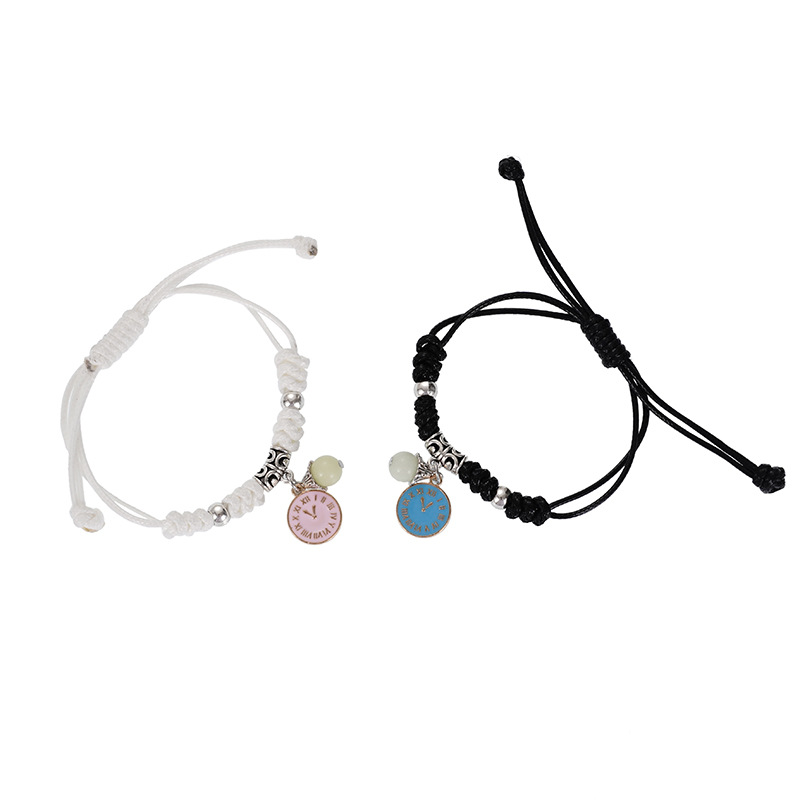 Couple Gender Cute Moon Starfish Cat Alloy Luminous Beads Wax Line Woven Chain String Bracelets Wholesale