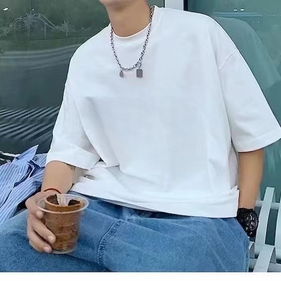 Men's Textured Stretchy Printed Short Sleeve T-Shirt Cool Feeling Loose Fitting Summer Trendy Solid Color Round Neck Base Layer Top_voghion.com