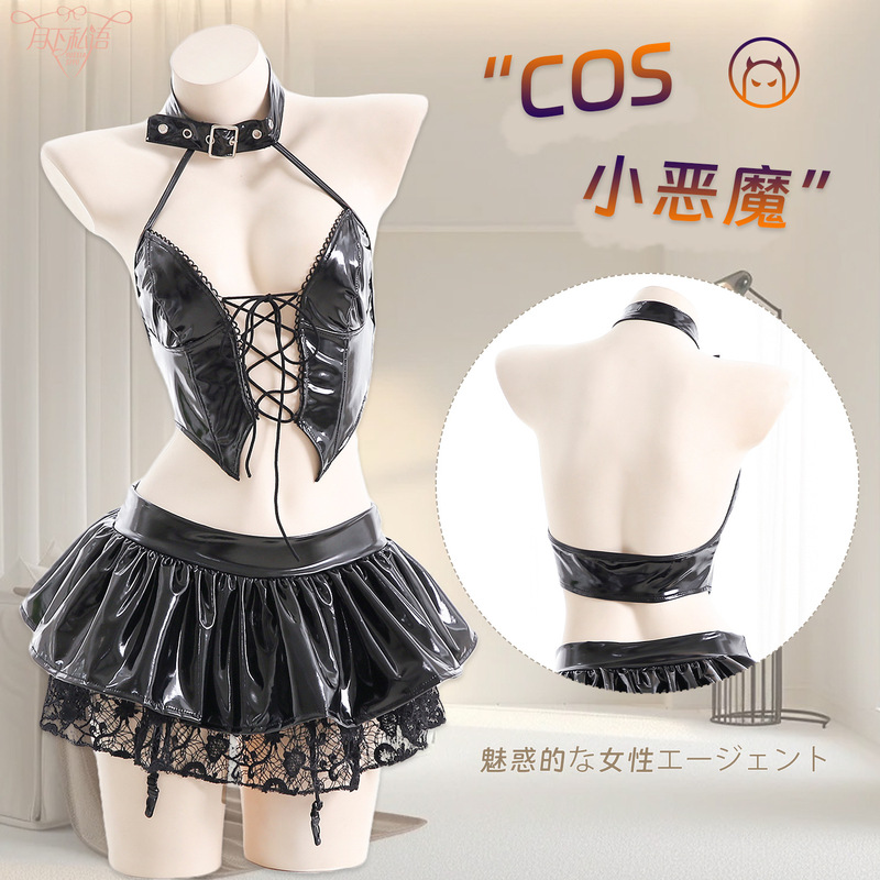 Sexy Underwear Sexy Patent Leather Hollow Strap PU Leather Secondary Imp Pure Flirting Hot Temptation Uniform