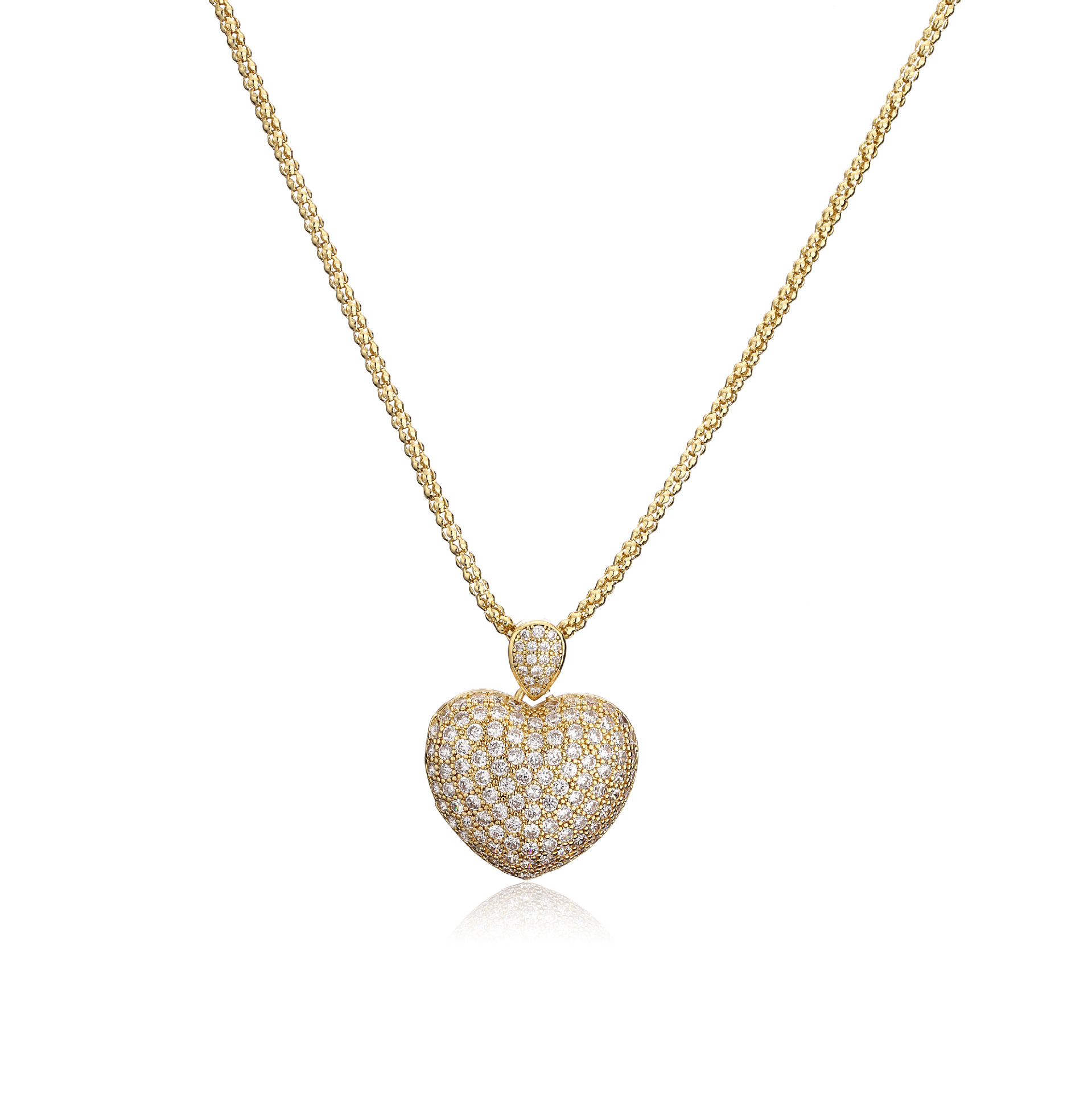 fashion peach heart pendent necklace micro-inlaid zircon copper necklace wholesale