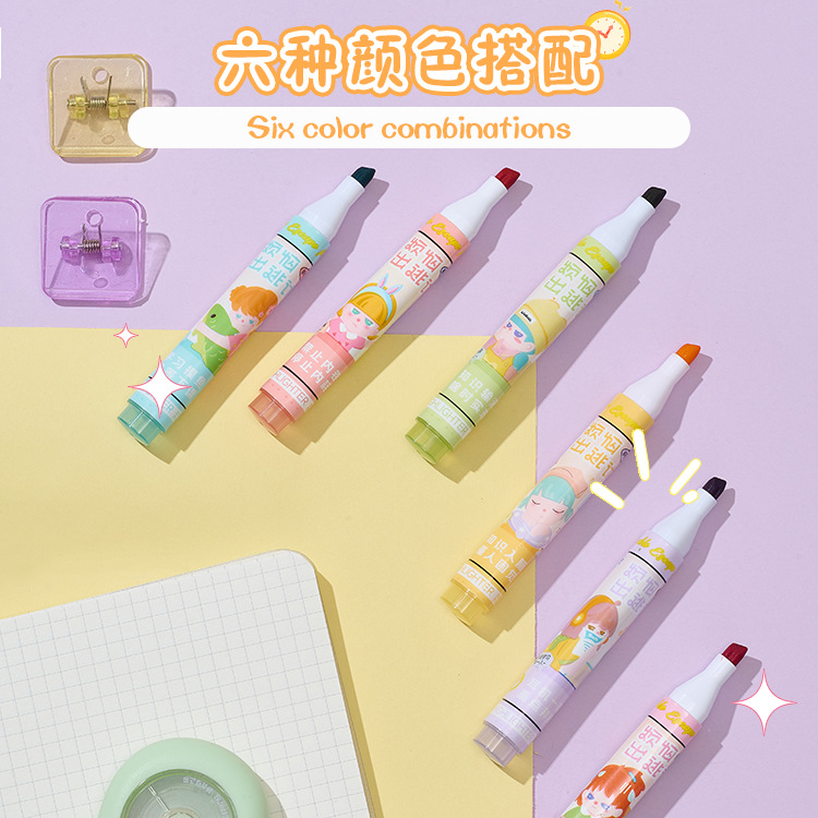 Bolígrafo de marcado lindo de dibujos animados de Ins bolígrafo de cuenta manual de alto valor lápiz de marcado clave de color bolígrafo de marcado para estudiantes