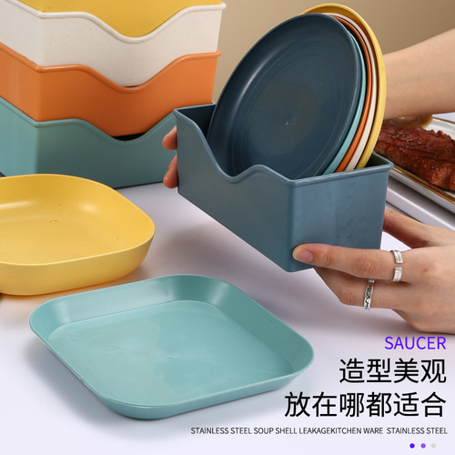 Bone spitting dish set wholesale with base plastic wheat straw food grade household bone soy sauce dish small dish