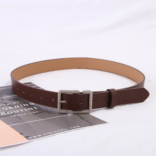 Women's Jeans Belt Fashion Pin Buckle Solid Color Imitation Leather Belt Korean Style Student Trendy Belt Summer and Autumn New Style