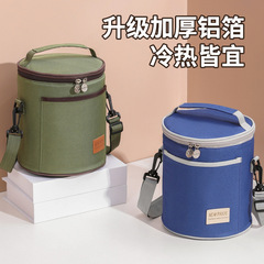批發飯盒袋學生保溫包便當袋圓形防水上班保溫袋帶飯保溫桶餐包手