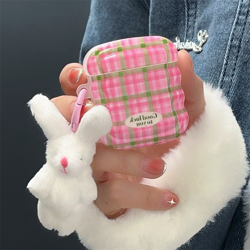 Cute Rabbit Lattice Tpu Bluetooth Earbuds Case display picture 1