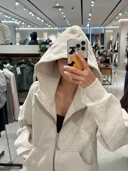 Lulu Original Scuba Full-Zip Loose Hooded Sweatshirt Jacket Yoga Wear Casual Sports Thin Fleece Women's Top