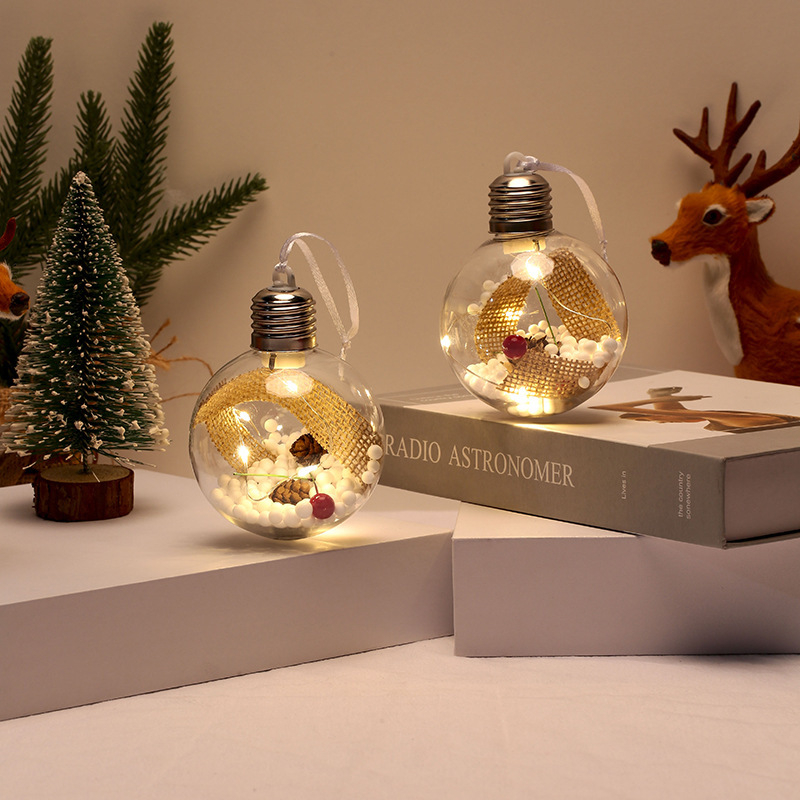 Cruz-frontera exclusiva bola transparente de navidad PET bola de navidad 6cm-8cm luces de colores bola de navidad decoraciones de navidad colgante