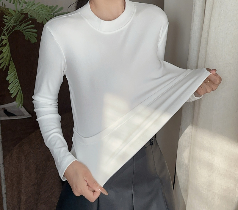 小立领德绒打底衫女秋冬款内搭外穿修身显瘦百搭纯色长袖打底上衣|undefined