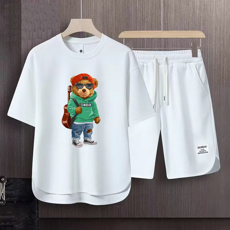 Herr t-shirt och shorts set lös ledig sommaroutfit för män_voghion.com