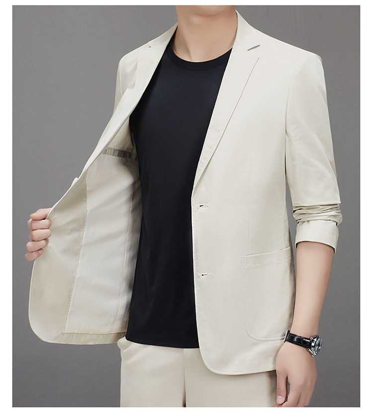 Áo vest nam cotton dáng ôm vừa vặn, cổ vest một hàng hai nút, tay dài, phong cách Hàn Quốc — Màu be, Màu xanh lam, Xanh lục Xám chi tiết 13