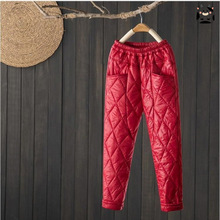 保暖羽绒裤女秋冬中老年外穿棉裤大码宽松轻薄加厚妈妈直简夹棉裤