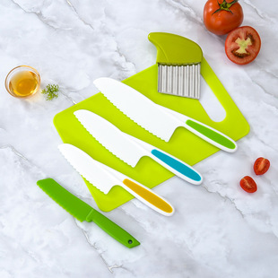 Spot Kidsren's Fruit Knife Plastic Kitchen Knife Toddler Food Supplement Special Safety Cutting Board Small Knife Combination Set