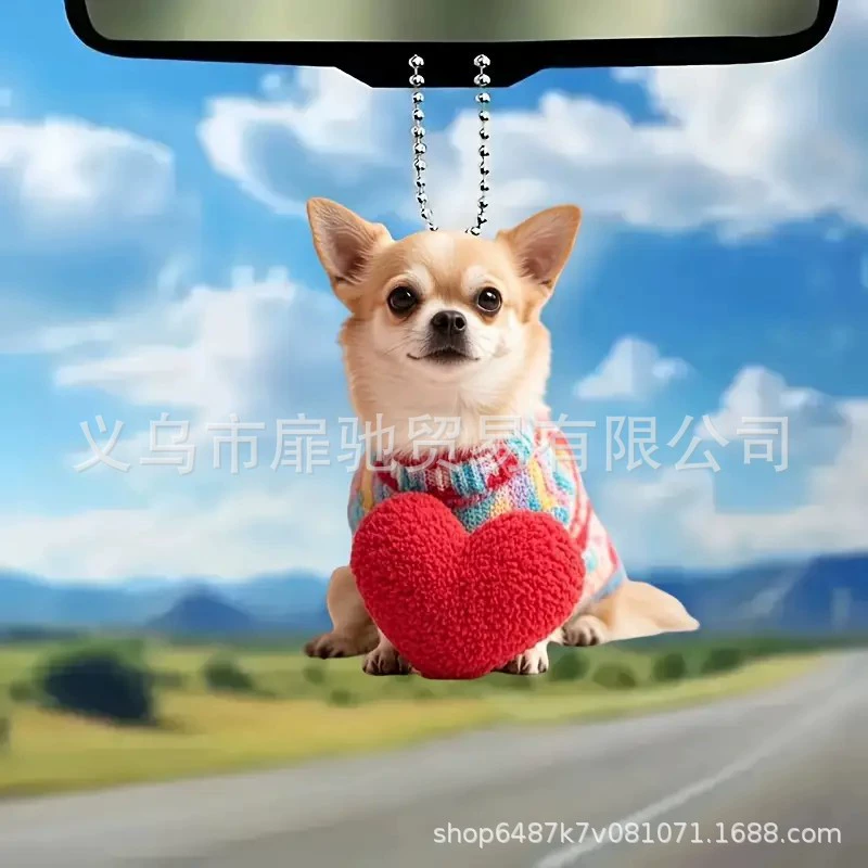 Креативный новый любовный щенок акрилный автомобильный кулон трансграничный новый мультфильм плоский кулон брелок подвеска