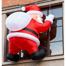 亚马逊跨境挂窗户外圣诞老人大飞机麋鹿气模院子派对装饰道具摆件