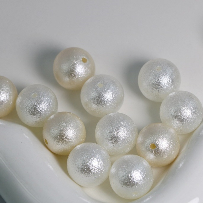 新款光面皱皮珠棉花珠圆珍珠