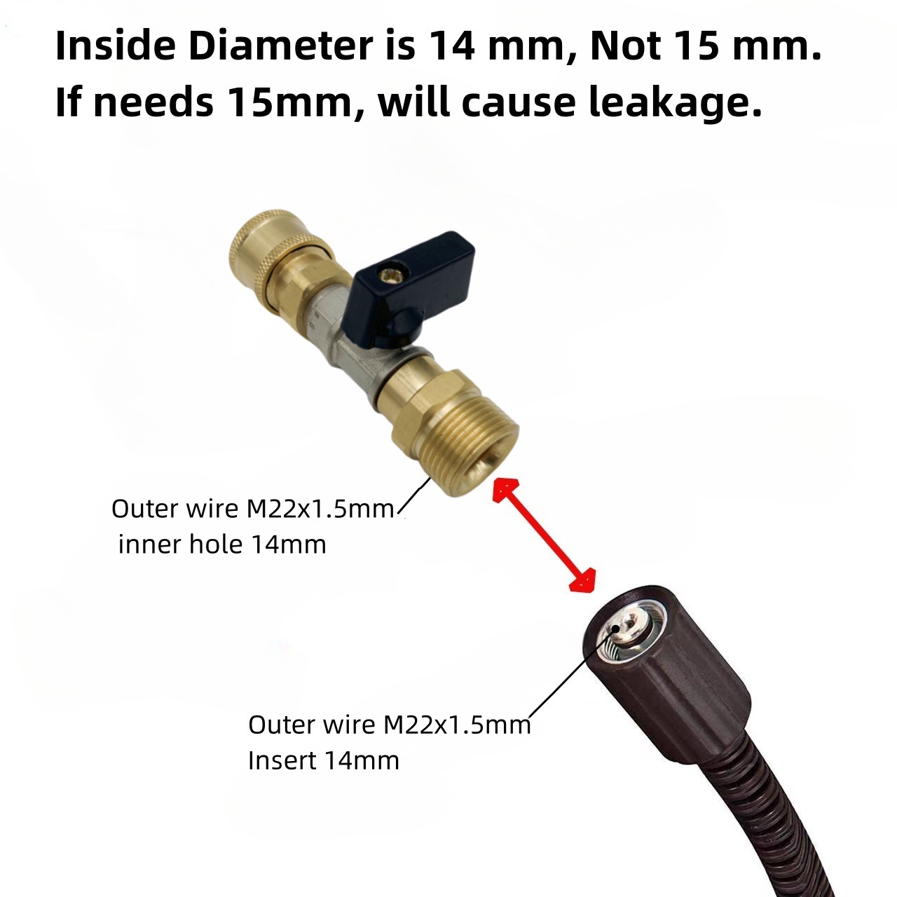 Cleaning Machine Car Wash Machine Water Gun Hose 1/4 Female Connector Valve Switch Connector M22 Internal 14mm Car Washer Cleaning Tool