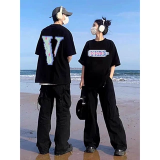 VLONE JERRY短袖大V反光宽松短袖樱花男女情侣王一博同款T恤