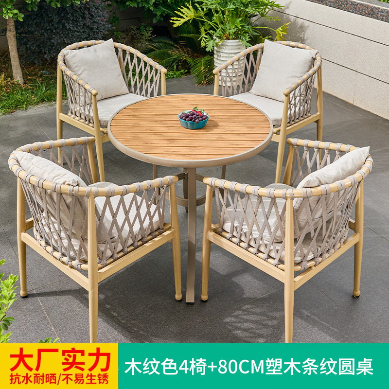 Mesa y silla al aire libre diseñador creativo bar patio mesas y sillas de tres piezas mesas de té sillas de caña modernas y minimalistas muebles