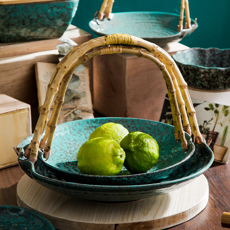 INS creativo japonés tazón de cerámica hogar plato ensalada tazón restaurante plato occidental retro personalizado horno vajilla