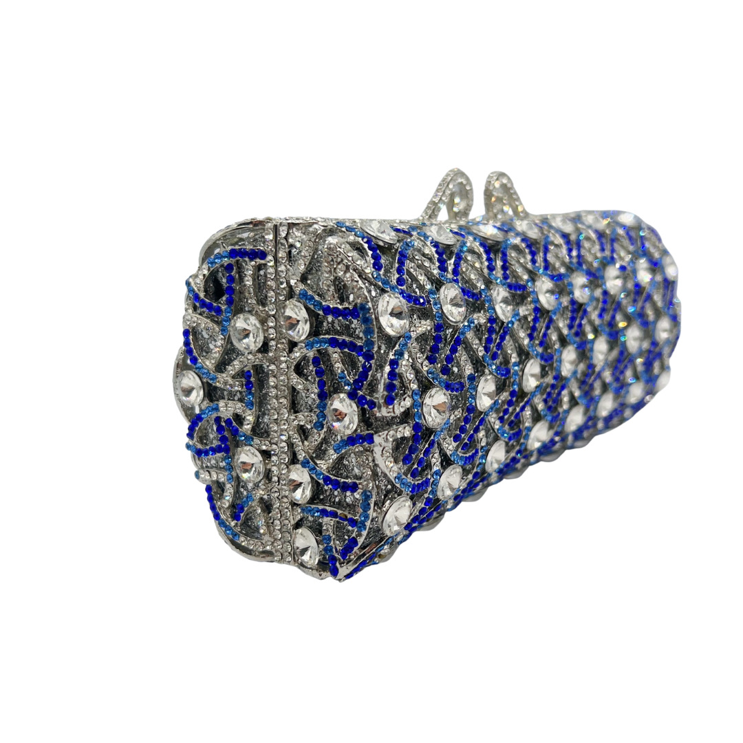Túi clutch nữ đính pha lê kim cương sang trọng dự tiệc tối — màu xanh bạc, Tùy chỉnh các màu khác chi tiết 5