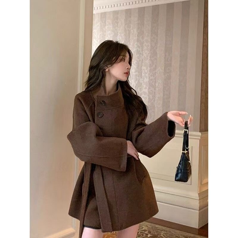 Wholesale autumn and winter new mid-length wool coats, trendy Korean-style wool coats for petite women, popular export styles