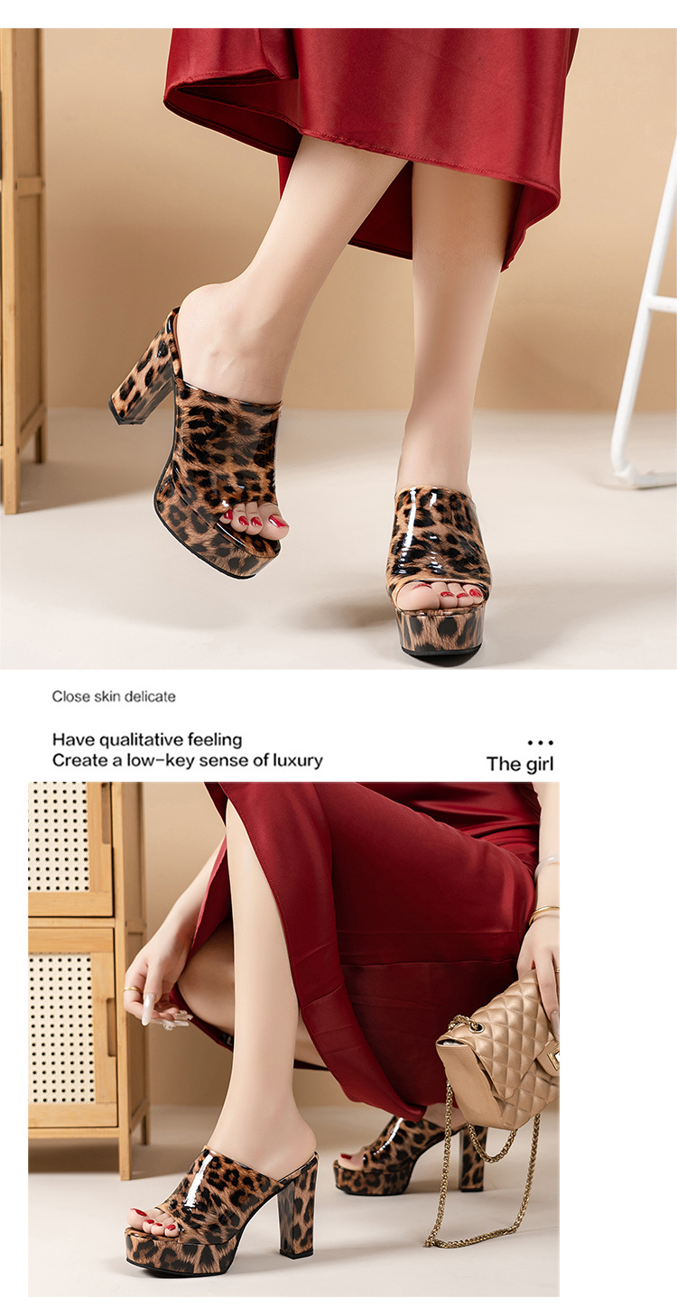 Women's Plus Size Leopard Print Sandals European American Style High Heels Chunky Heel Elegant Sexy Summer New Wish_vogvips.com
