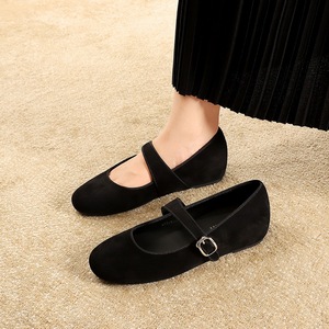 2816 round toe single shoe, shallow mouth, height increasing, versatile, one button retro style ballet, Mary Jane shoes,